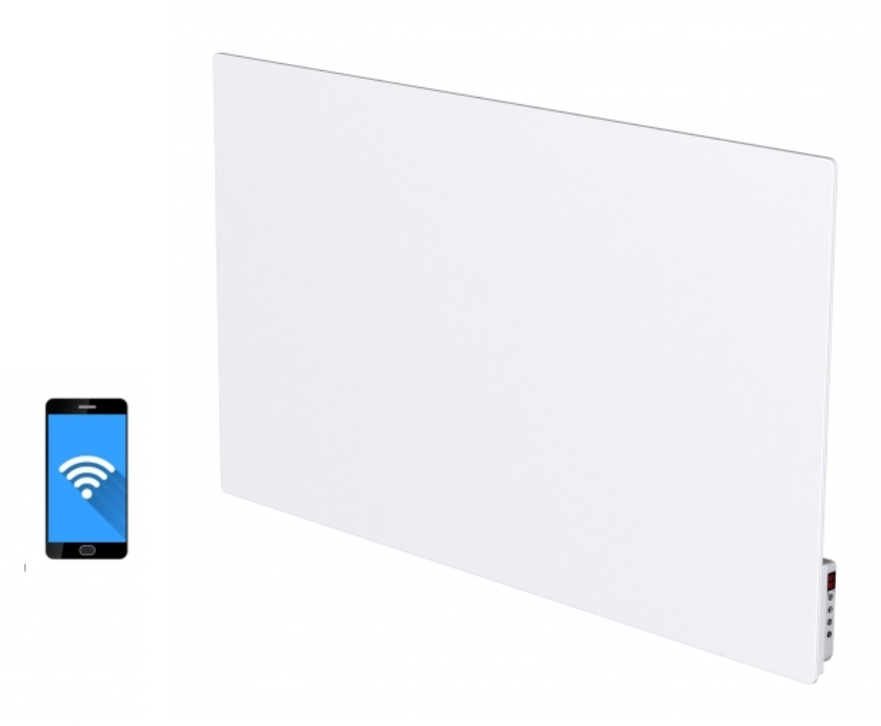 Far Infrared Heater - "Lavender Range" WiFi control. Glass Smart infrared heating panels. White. 800-400Watts