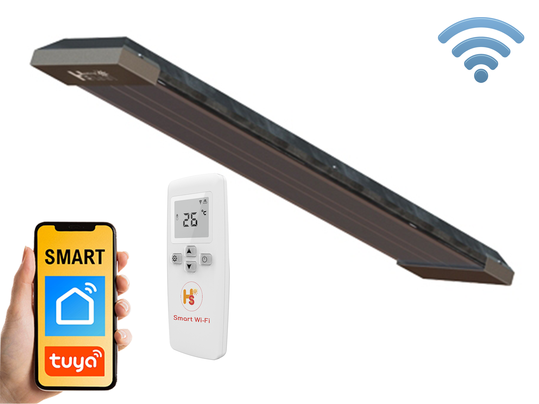 Rose-Pro Far Infrared Ceiling & Wall Heating Panel with Smart WiFi Thermostat & Remote – Slim, High-Efficiency Metal Heater - Silver (500W–2000W)