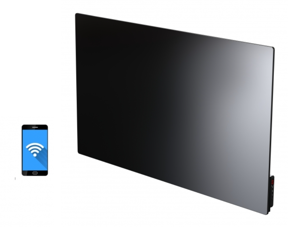 Far Infrared Heater - "Lavender Range" Smart WiFi control. Glass Smart infrared heating panels. Black. 800-400Watts