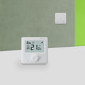 Programmable Radio Frequency Room Thermostat 2 piece, battery op thermostat and receiver.-UK Infrared Heating Company