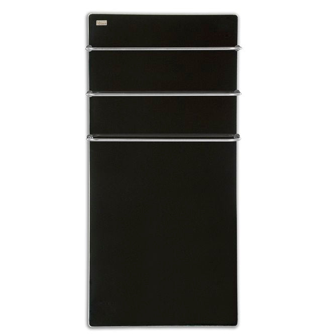 Infrared Towel Heater with built in Thermostat."CARNATION RANGE" Glass. Black 400W, 500W