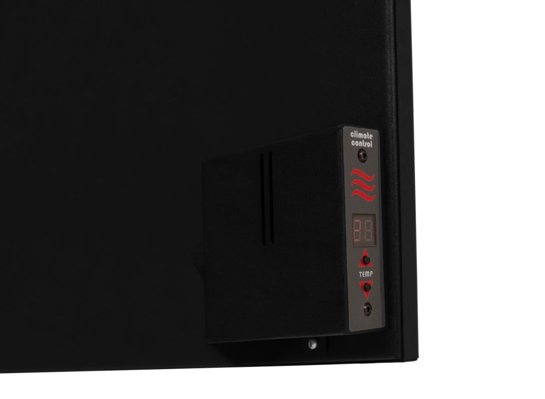 Far Infrared Heater with built in digital Thermostat "THE ORCHID RANGE" Black. Metal infrared heating panels. 400W, 700W, 1000W.