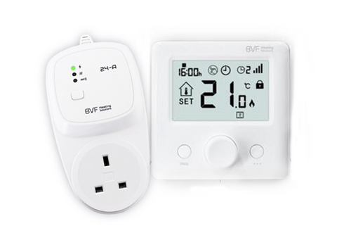 Radio frequency thermostat for infrared heater.