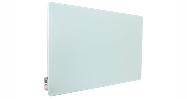 Far Infrared Heaters with built in thermostat. Glass, White, infrared heating Panels. 450W.-UK Infrared Heating Company